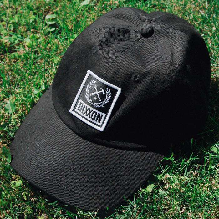 6-Panel Curved Bill Box Crest Hat - White & Black