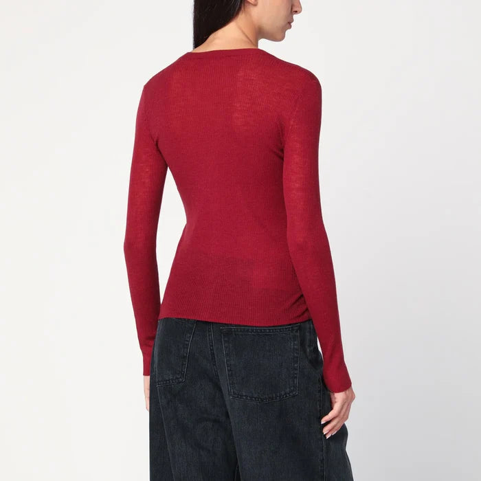 6397 - Bordeaux semi-sheer knit cardigan