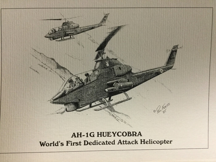 AH-1G Huey Cobra Helicopter Note Card by Paul Fretts
