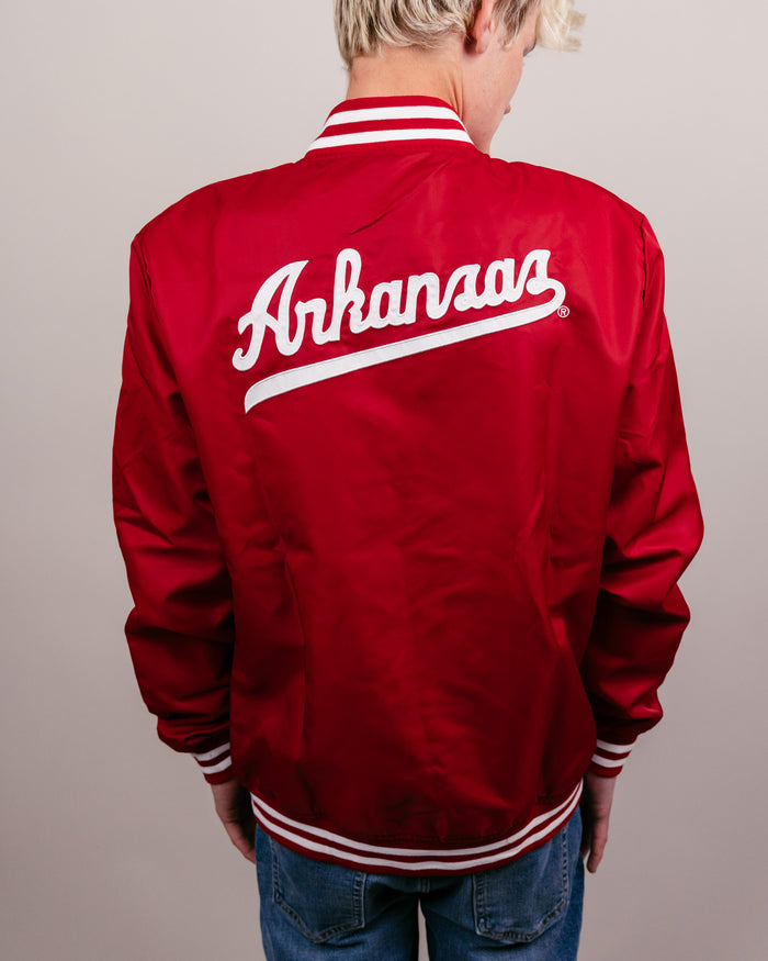 Cardinal Arkansas Script Monogram Vintage Varsity Jacket Back