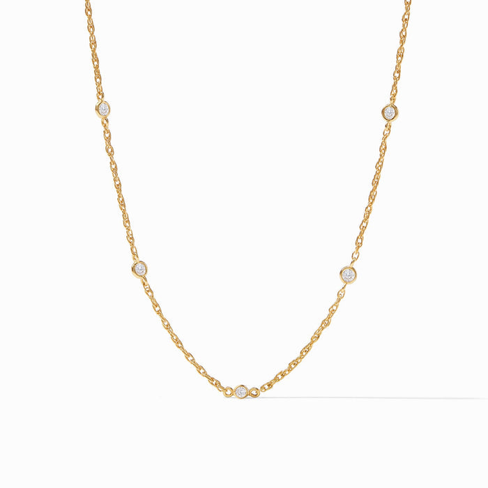 Celeste Delicate Station Necklace Cubic Zirconia Gold