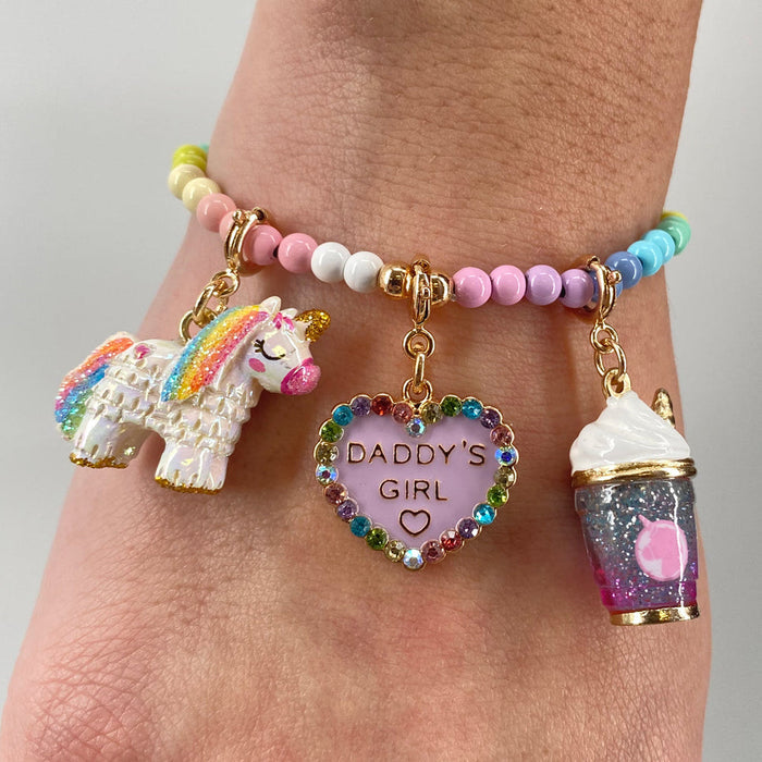 Charm It! Gold Pastel Heart Stretch Bracelet
