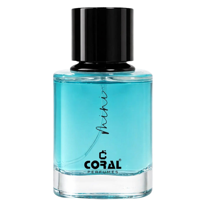 Miniature blue coral-shaped bottle of Bin Kamal Perfumes Coral Mini Blue For Men Eau De Parfum, 50ml.