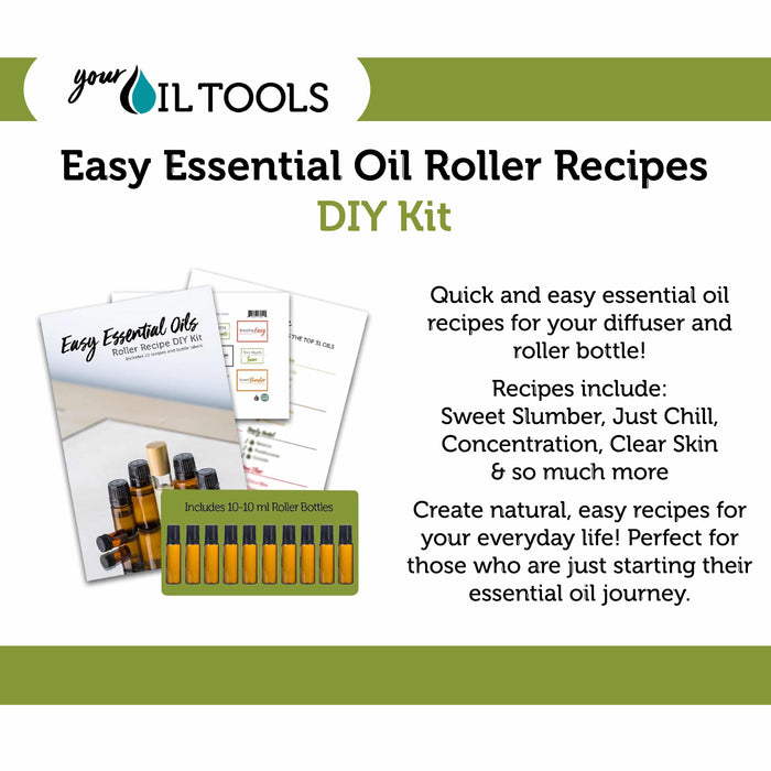 Easy Essential Oils Recipes & Labels DIY Kit (Bottles Included) at Your Oil Tools