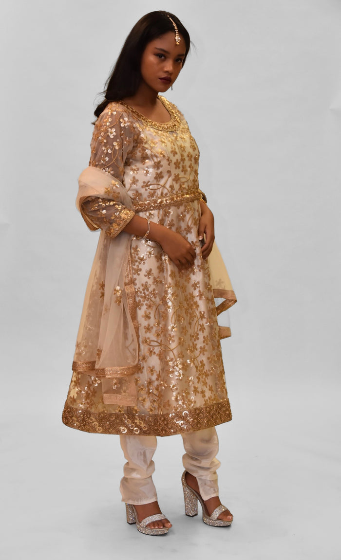 Fancy Heavy Embroidered Pearl White Salwar Kameez