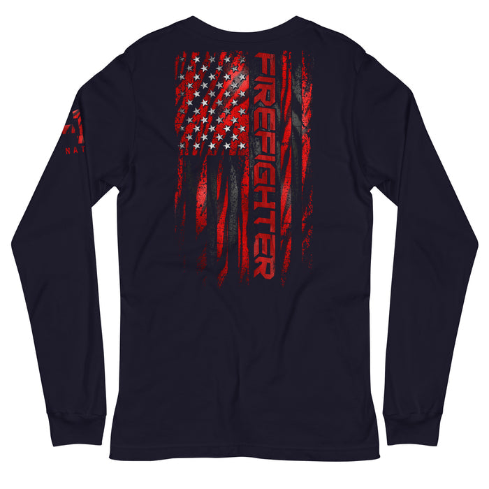 Firefighter Red Tiger American Flag Long Sleeve