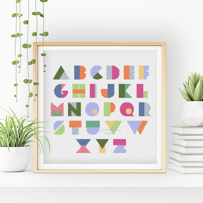 Geometric Font Cross Stitch Font by Peppermint Purple