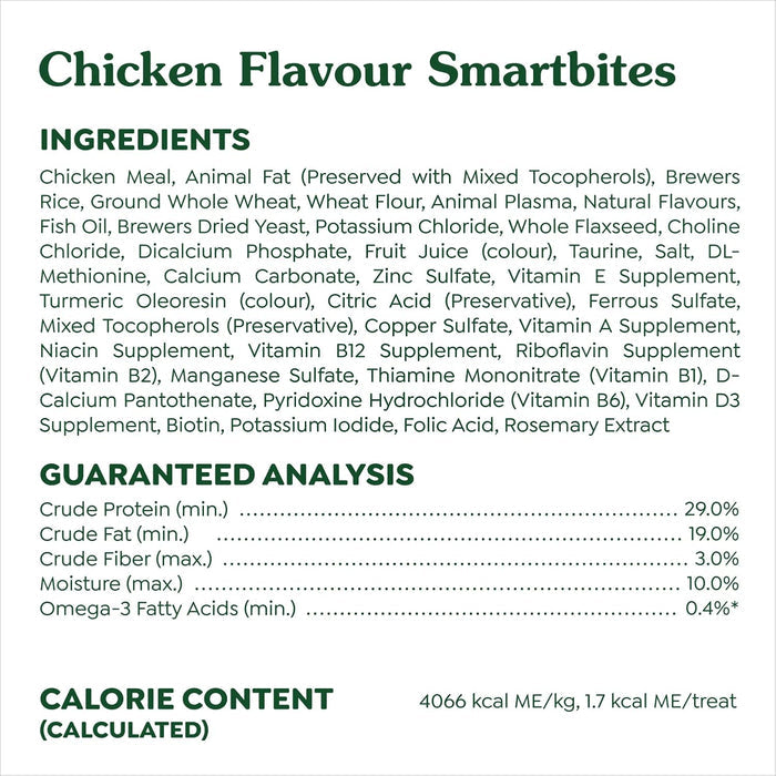 GREENIES Feline SMARTBITES Cat Treats Natural Dental Care, Chicken Flavour, 2.1oz Pouch