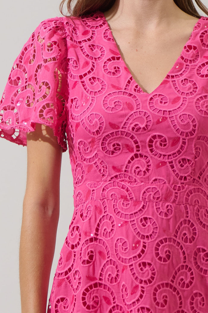 Kathleen Sequin Eyelet Tayla Mini Dress