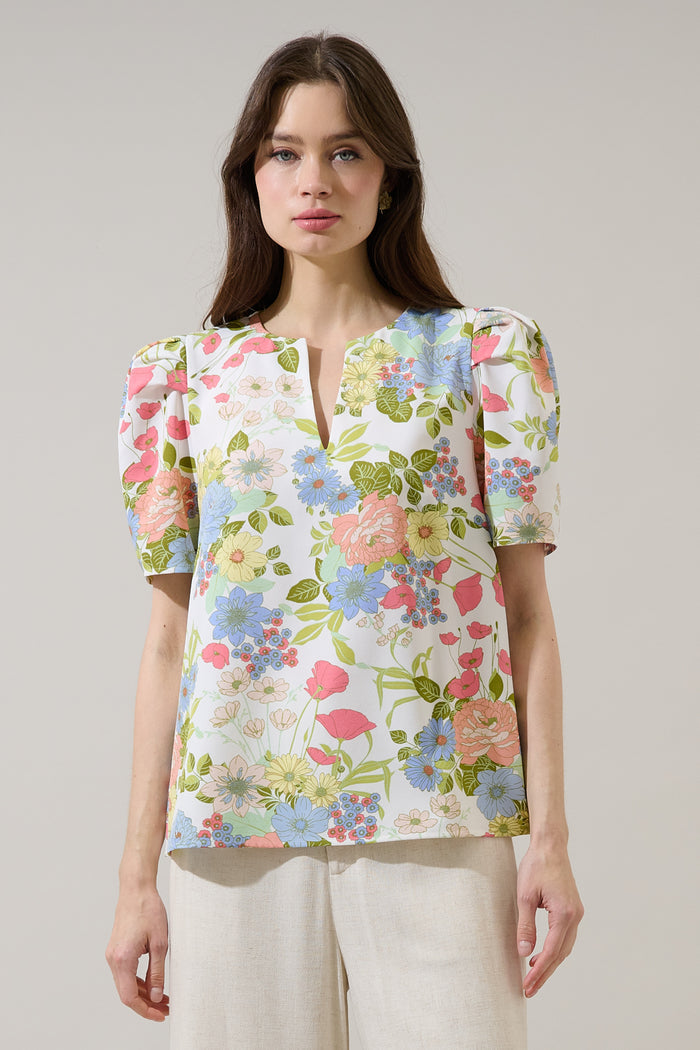 Kayla Puff Sleeve Top Esther Floral