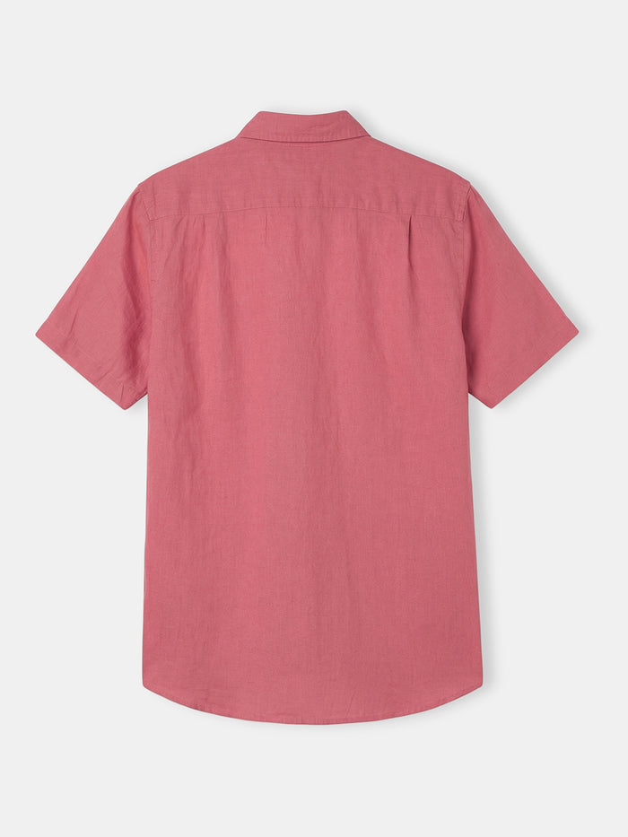Men's 100% Linen Half Sleeves Regular Fit Shirt Red