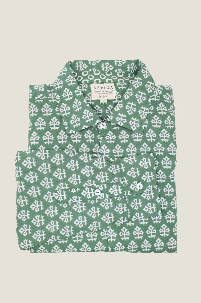 Men's Printed Cotton Shirt | Batik Khaki - Aspiga