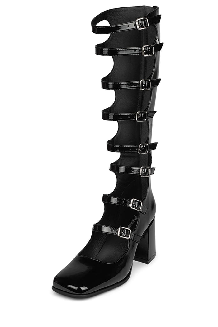 MONSIEUR Mary-Jane ST Black Crinkle Patent