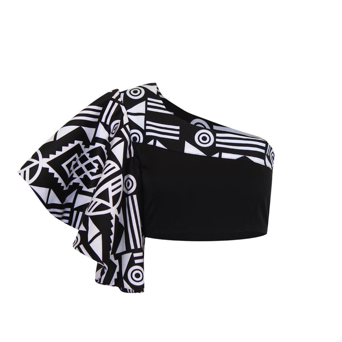Nguni Black One Arm Crop Top