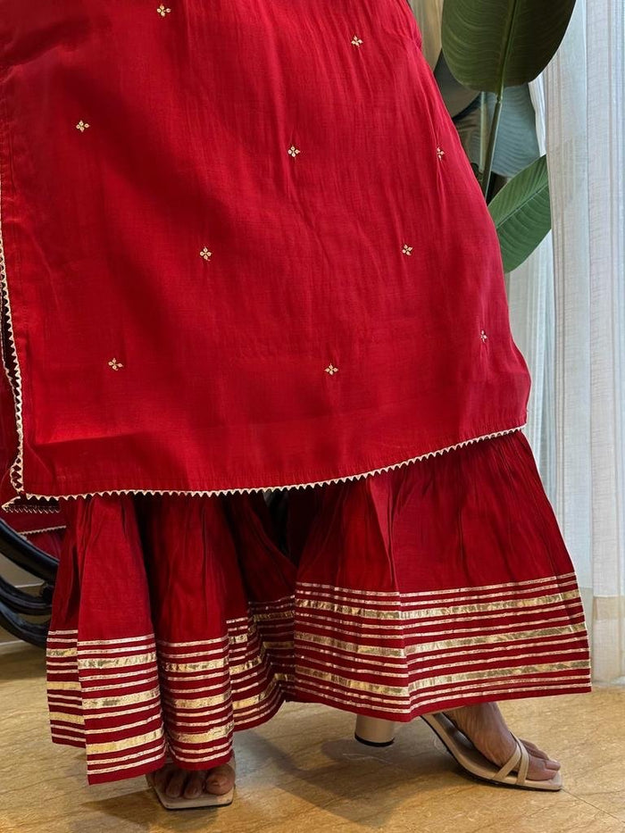 Red Love Sharara Set