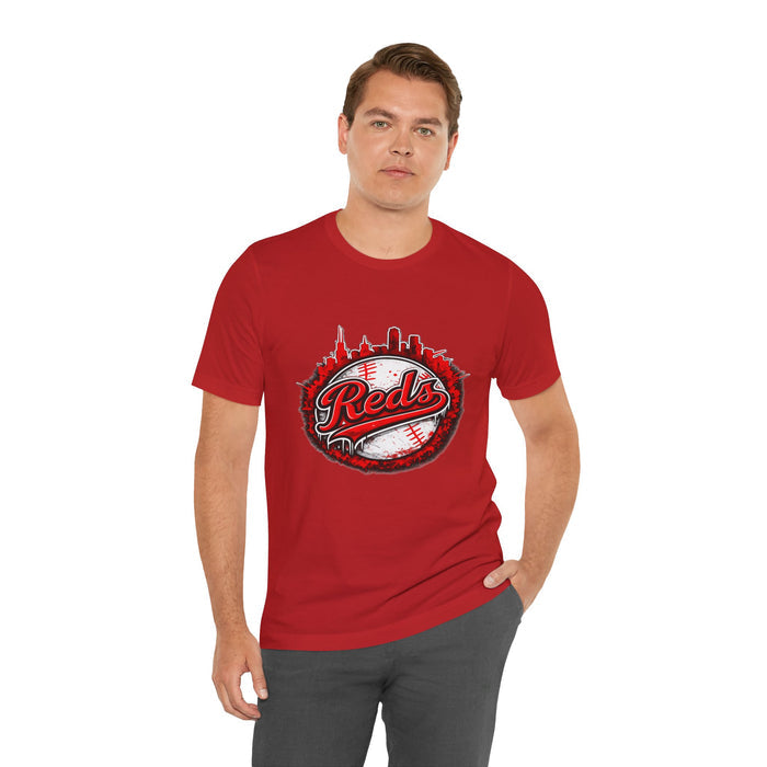 Reds Baseball Graphic Tee — City Skyline Baseball Design