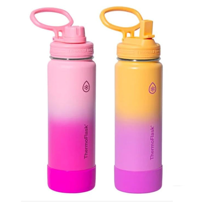 ThermoFlask Double-Wall Vacuum Insulated Stainless Steel Water Bottles, 710 mL- Set 2