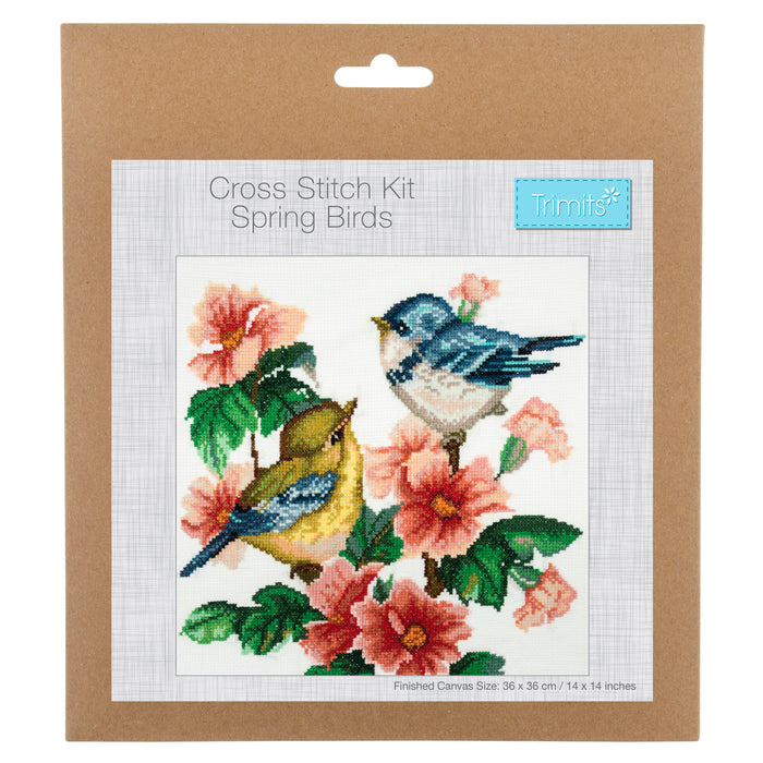 Trimits Counted Cross Stitch Kit Large: Bird, 36x36cm, Includes Aida Fabric, Pre-Sorted Threads, Needle, Personalizing Alphabet, Instru...