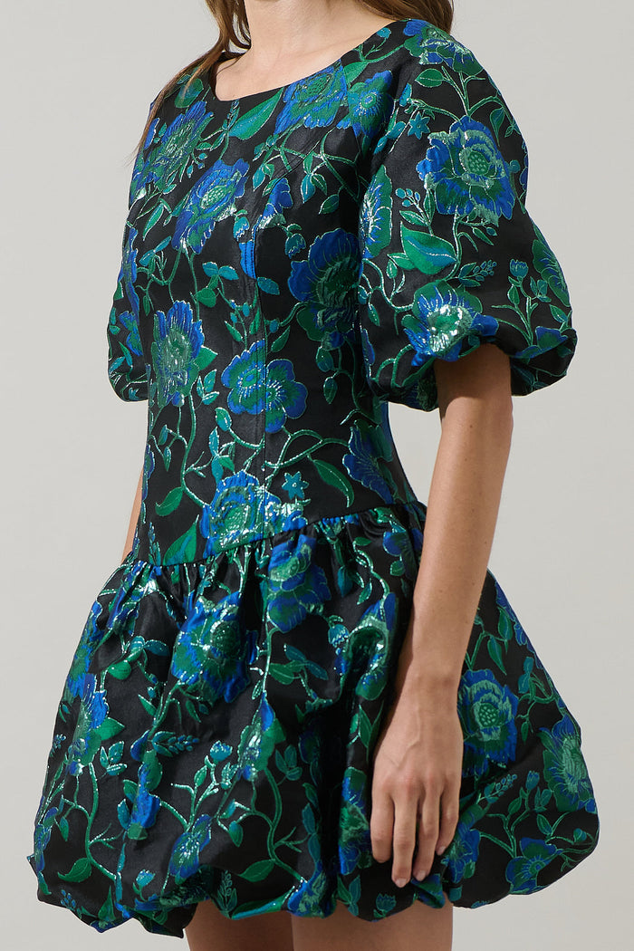 Trixy Jacquard Elisah Floral Bubble Mini Dress