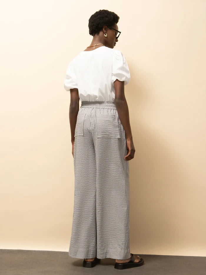 Washed Black And White Stripe Trousers