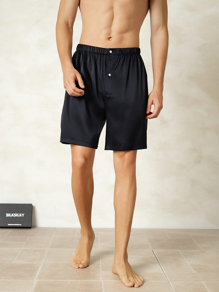 [Black] SilkSilky  Men's Sleep Shorts 001