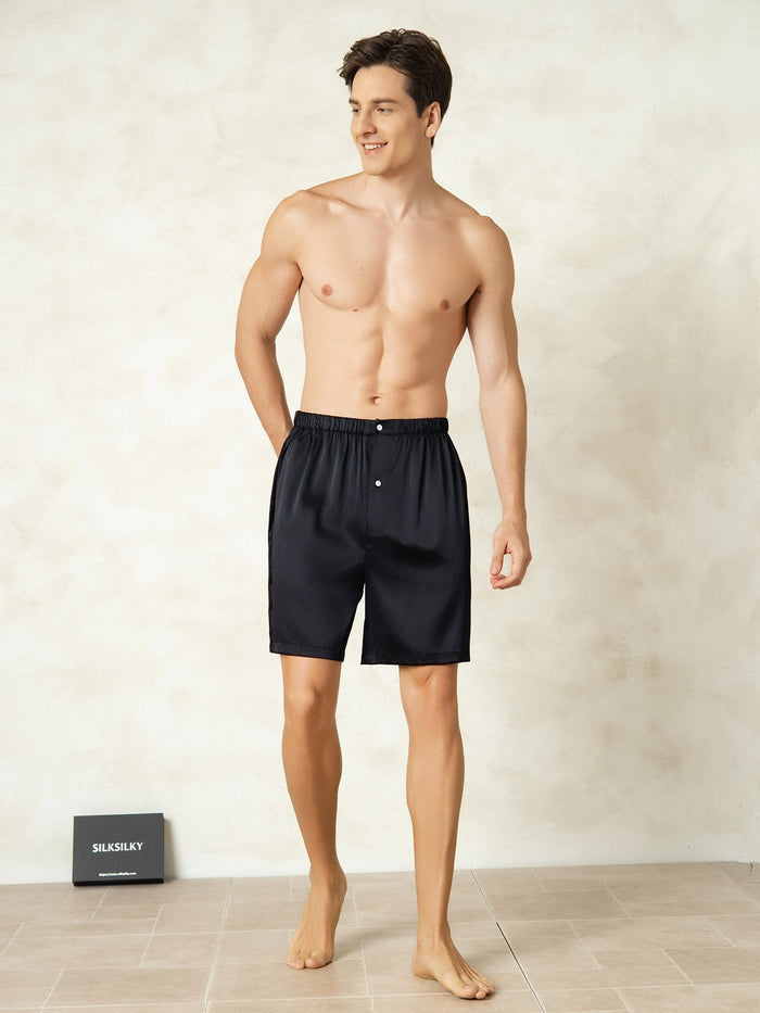 [Black] SilkSilky  Men's Sleep Shorts 003