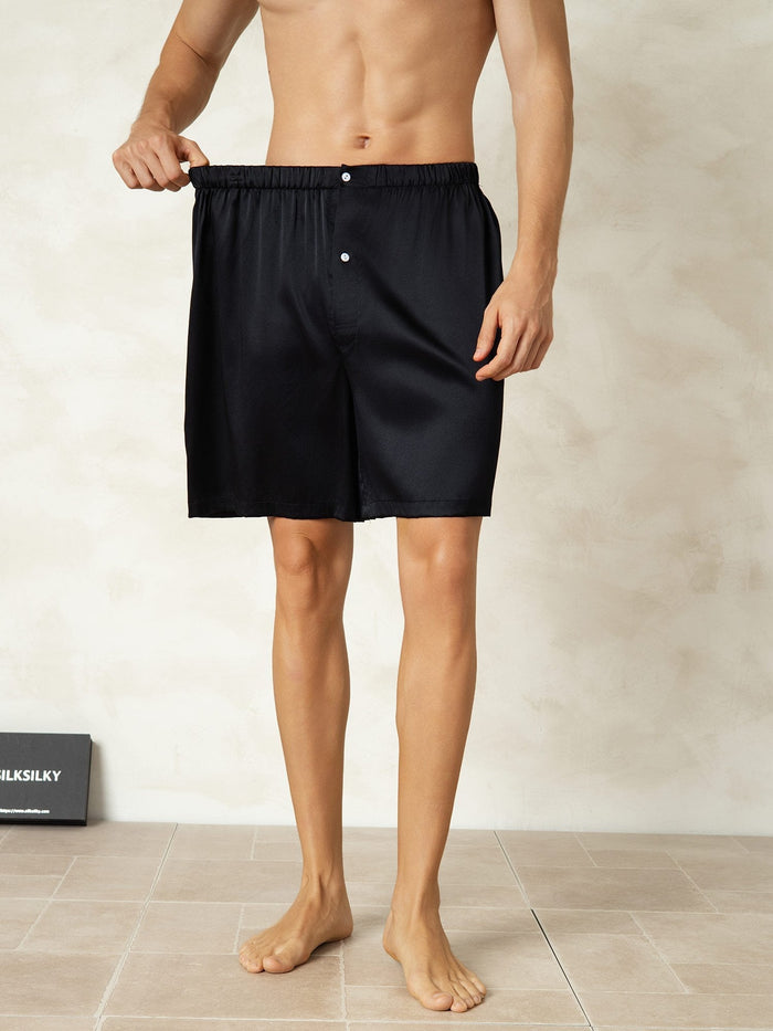 [Black] SilkSilky  Men's Sleep Shorts 005