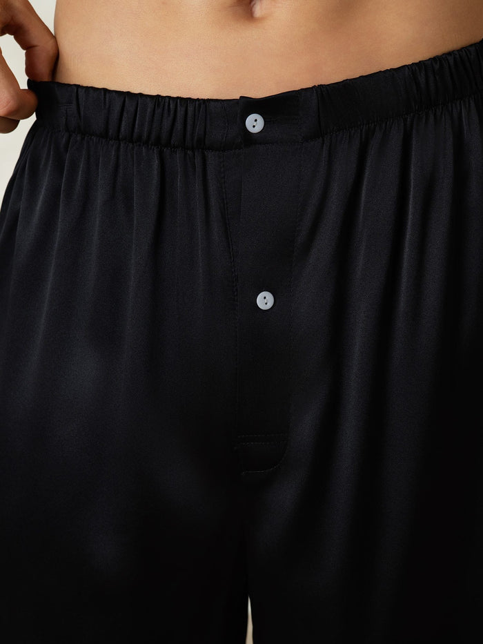 [Black] SilkSilky  Men's Sleep Shorts 006