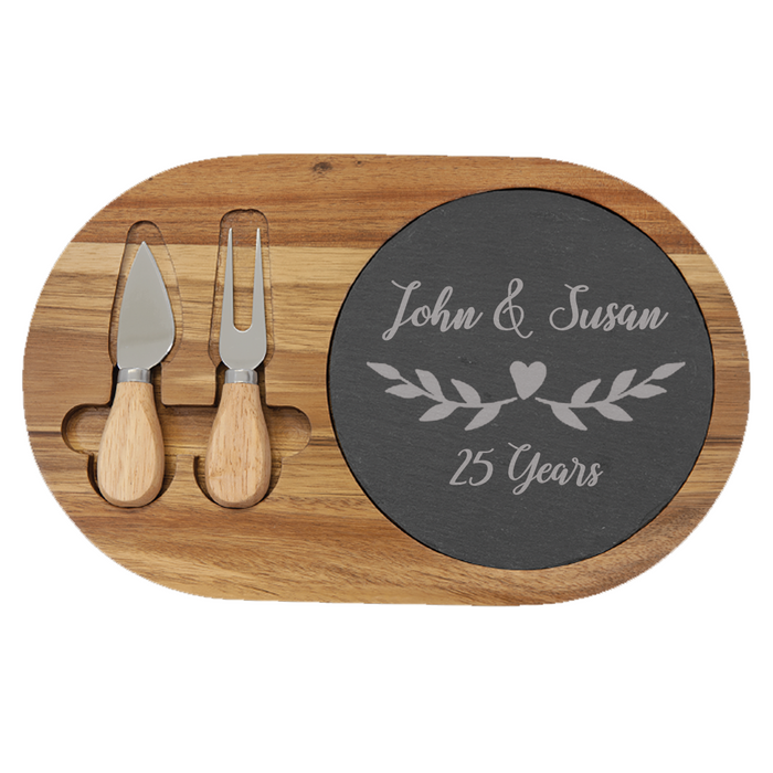12 1/2" x 7 3/4" Oval Cheese Set with Two Tools - LZR