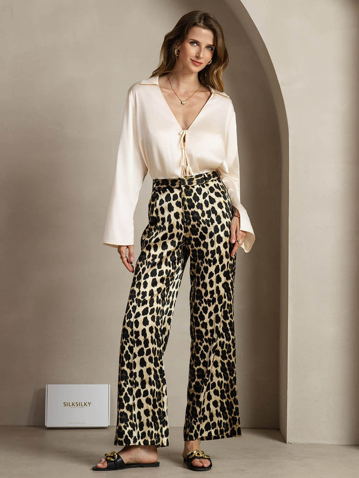 [Leopard] SilkSilky  19Momme Silk Womens Pants 004,