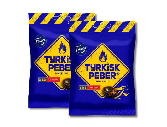 2 Bags of Fazer Tyrkisk Peber 150g (5.29 oz) – Fiery Salty Licorice Hard Candies