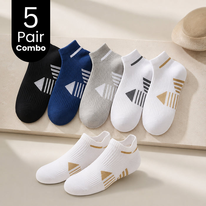 5-Pair Athletic Ankle Socks Combo