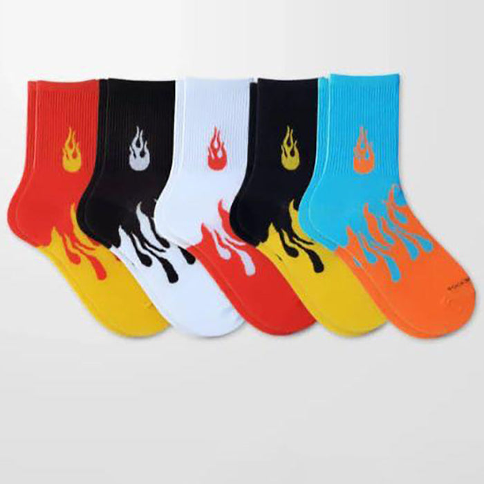 5-Pair Stylish Crew Fire Socks Combo