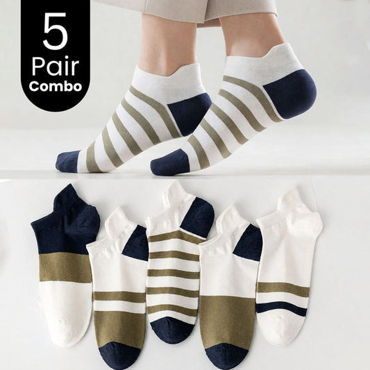 5-Pair Stylish Low-Cut Athletic Socks Combo