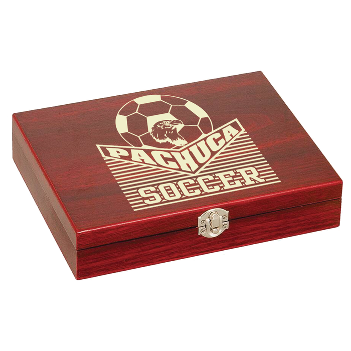 6 oz. Stainless Steel Flask Set in Wood Presentation Box - LZR