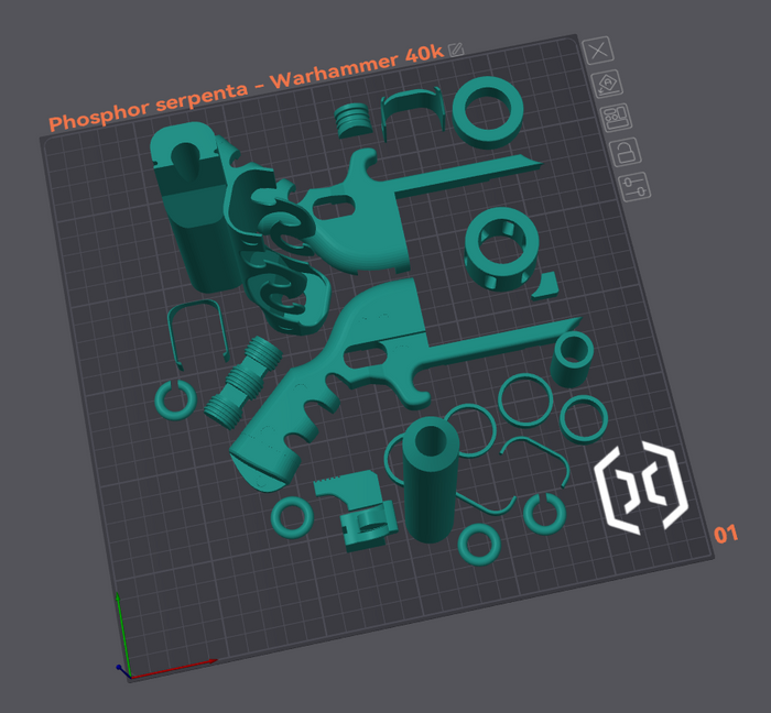 3D Printable Phosphor Serpenta Parts Separated for Easy Painting and Assembly