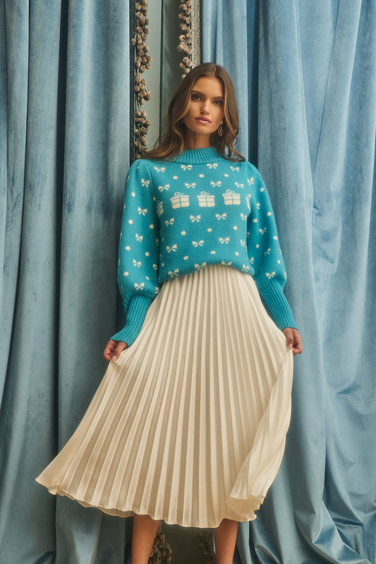 Agnes Bow Mock Neck Sweater