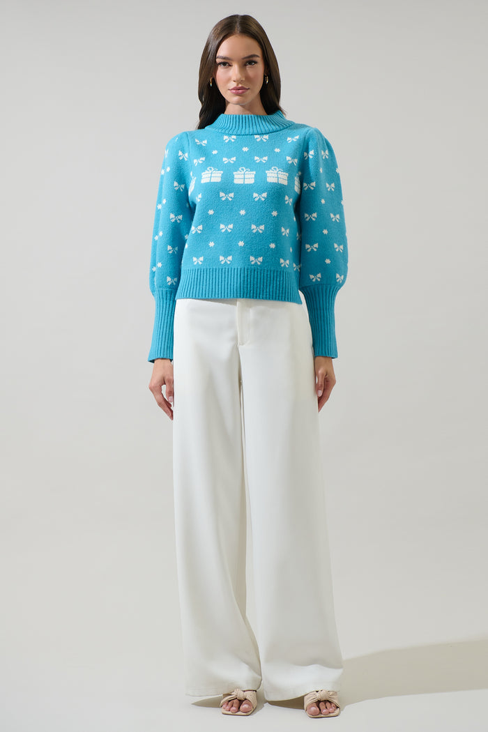 Agnes Bow Mock Neck Sweater