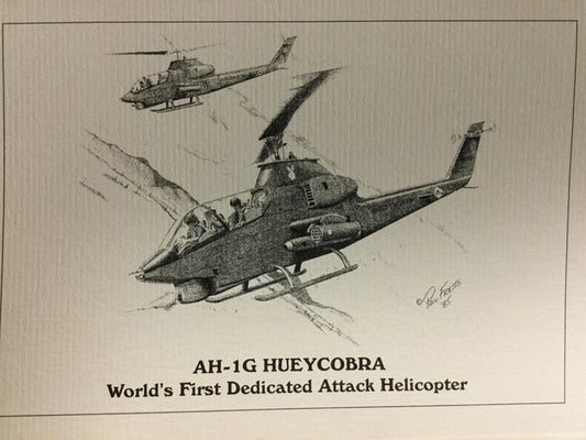AH-1G Huey Cobra Helicopter Note Card by Paul Fretts