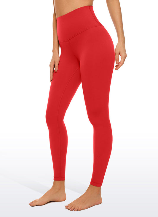 CRZ YOGA Women's Yoga High Rise Air Feeling Yoga Leggings 25'' Deep Red