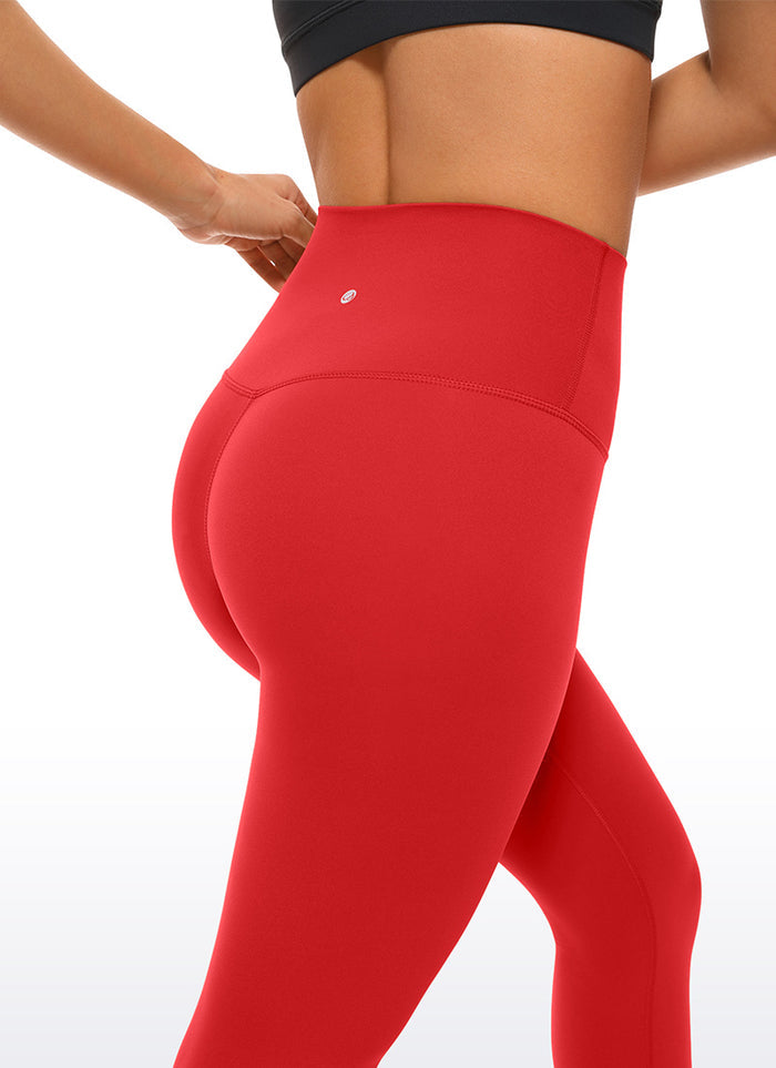 CRZ YOGA Women's Yoga High Rise Air Feeling Yoga Leggings 25'' Deep Red