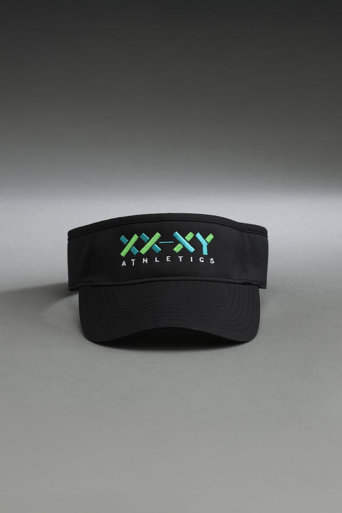 Black visor with green and white band logo || black