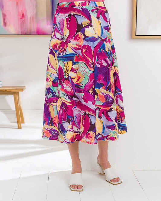 Alma Floral Pure Cotton A Line Lined Skirt - Image 1 - The Classic Boutique