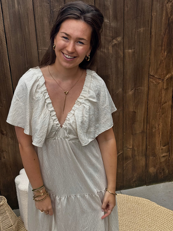 Amélie Dames Maxi Dress Linnen Look