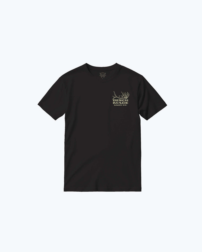 Black Antler SS Mens Tee - Front View with Antler Logo | Benchmade Knife Co.