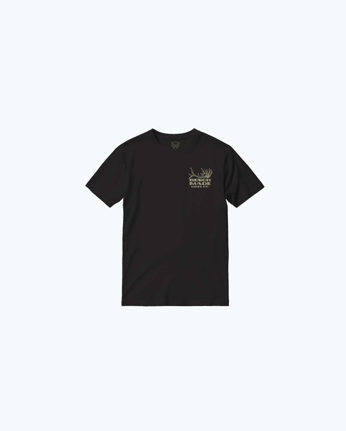 Black Cotton Antler SS Mens Tee - Front View | Benchmade Knife Co.