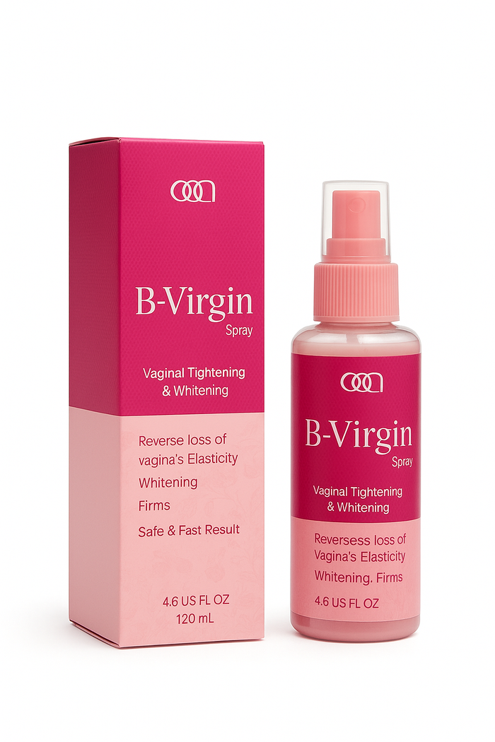B-Virgin spray bottle and packaging on a white background