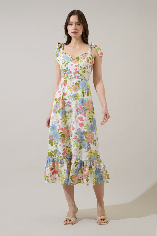 Baker Tie Strap Midi Dress Esther Floral