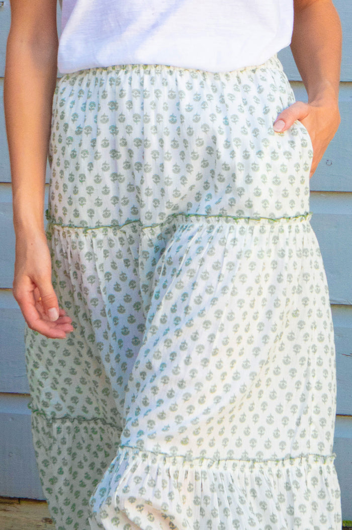 Bea Printed Organic Cotton Skirt | Lixus White/Sage