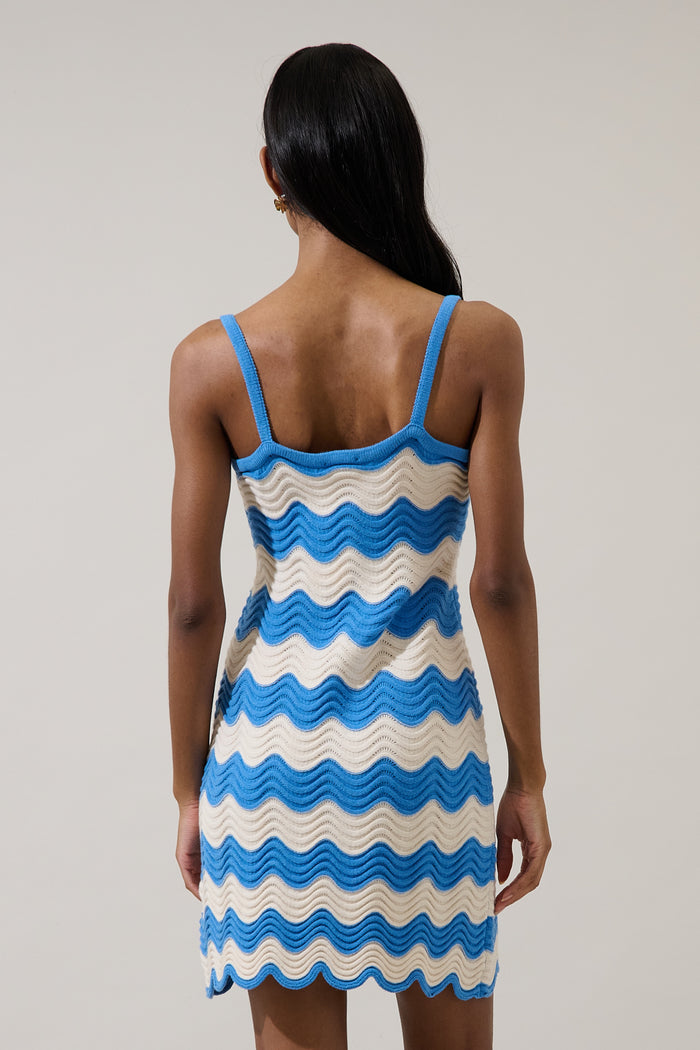 Belendra Scallop Striped Crochet Dress